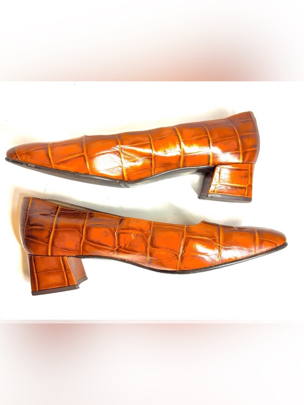 Etienne Aigner Womens Vintage Astoria Brown Crocodile Leather Print Block
Heels - Picture 6 of 10